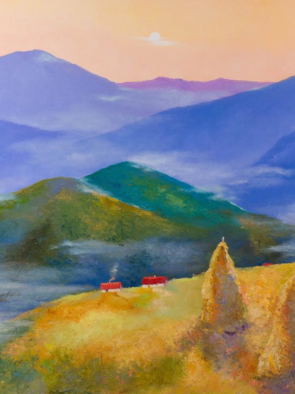 On the mountain valley, Oil on canvas 100x100